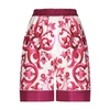 Dolce & Gabbana Majolica Print High-waist Silk Twill Shorts In Tris_maioliche_fuxia