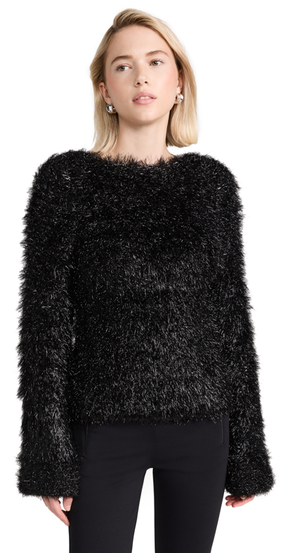 Victoria Beckham Faux-fur Open-back Jumper In Black