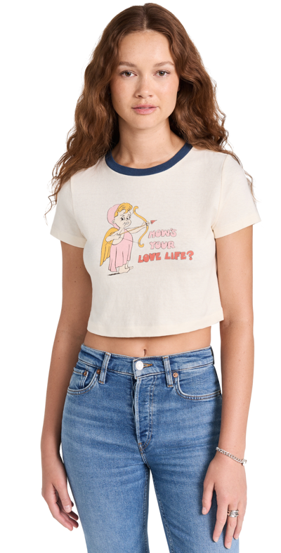 Re/done Micro Tee Love Life In Vintage Ivory With Midnight