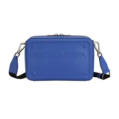 Dolce & Gabbana Raised-logo Shoulder Bag In Blue