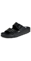Birkenstock Black Leather Platform Sandals With Two Straps And Metal Buckles In Black