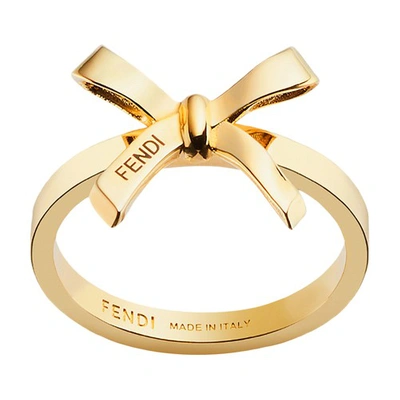 Fendi Bow Ring In Dore