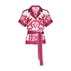 Dolce & Gabbana Majolica-print Twill Shirt With Belt In Tris_maioliche_fuxia