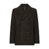DOLCE & GABBANA DOUBLE-BREASTED WOOL PEA COAT WITH BRANDED TAG