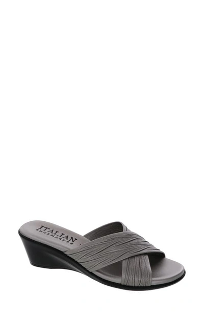 Italian Shoemakers Kenny Wedge Slide Sandal In Pewter