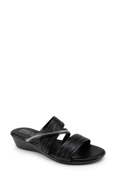 Italian Shoemakers Hollis Wedge Slide Sandal In Black