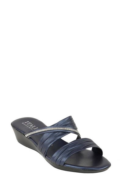 Italian Shoemakers Hollis Wedge Slide Sandal In Blue Metallic