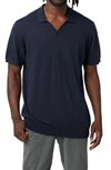 Good Man Brand Johnny Collar Cotton & Linen Blend Polo Sweater In Navy