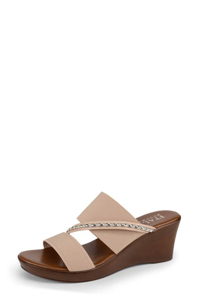 Italian Shoemakers Pert Wedge Slide Sandal In Beige