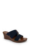 Italian Shoemakers Celsi Wedge Slide Sandal In Navy