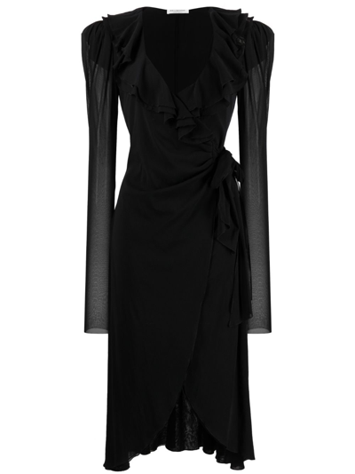 Philosophy Di Lorenzo Serafini Draped Midi Dress In Black