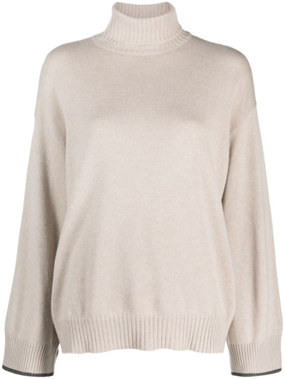 Brunello Cucinelli Fine-knit Cashmere Sweatshirt In Neutrals