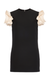 Valentino Wool And Silk Mini Dress In Black,white