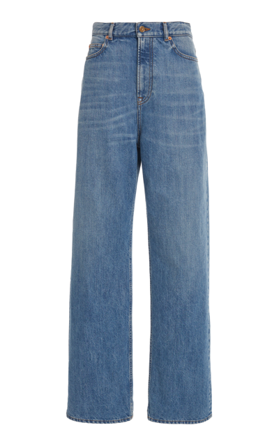 Valentino High-rise Wide-leg Jeans In Blue