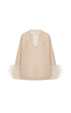 VALENTINO FEATHER-TRIMMED EMBROIDERED SWEATER