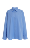 Valentino Oversized Cotton Shirt In Blue