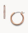 Fossil Women's Rose Gold-tone Stainless Steel Hoop Earrings In Pink