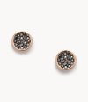 Fossil Women's Rose Gold-tone Brass Stud Earrings In Pink