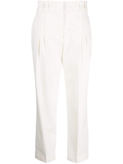 Brunello Cucinelli Pleated Straight-leg Trousers In Weiss