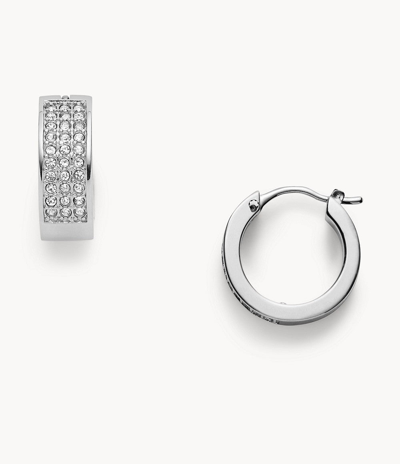 Fossil Women's Stainless Steel Hoop Earrings In Silver