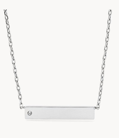 Fossil Women's Stainless Steel Id Necklace In Silver