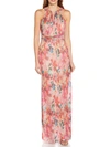 Adrianna Papell Womens Metallic Maxi Evening Dress In Pink