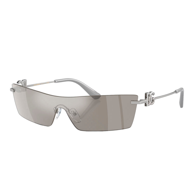 Dolce & Gabbana Mirrored Metal & Plastic Shield Sunglasses In Silver