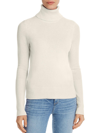 Aqua Womens Cashmere Ribbed Trim Turtleneck Sweater In Ivory