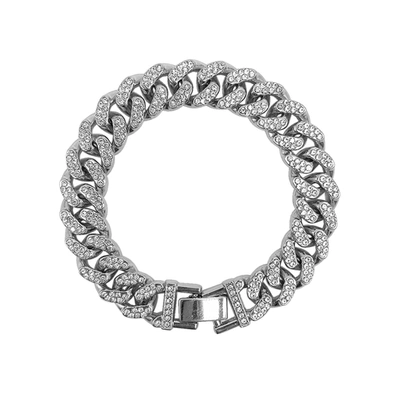 ADORNIA FLAT CURB CZ CHAIN BRACELET SILVER