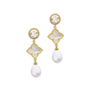ADORNIA 3-TIER FLOWER WHITE MOTHER OF PEARL DROP EARRINGS GOLD