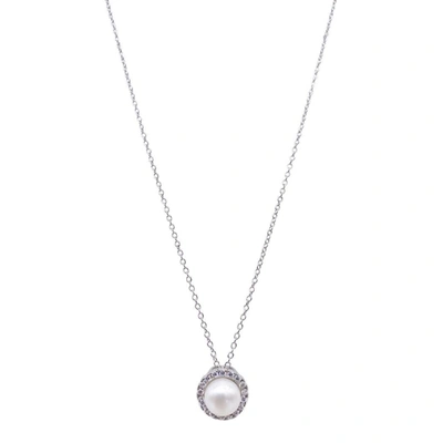 Adornia Floating Freshwater Pearl Halo Necklace Silver