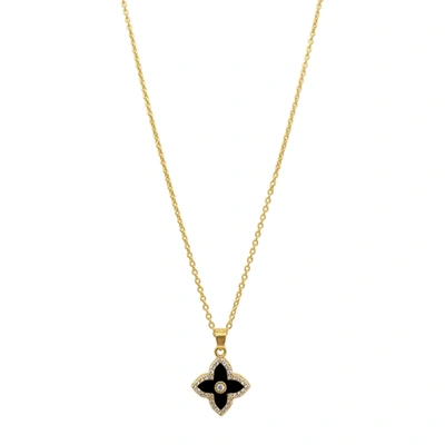 Adornia Black Clover Necklace Gold