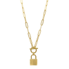 ADORNIA WATER RESISTANT LOCK PAPER CLIP CHAIN TOGGLE NECKLACE GOLD