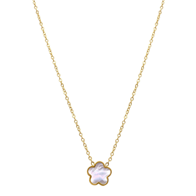 Adornia White Mother Of Pearl Clover Necklace Gold