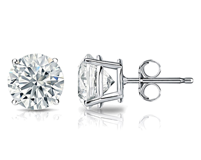 Diana M. 3.00 Carat Natural Diamond Stud Earrings In White