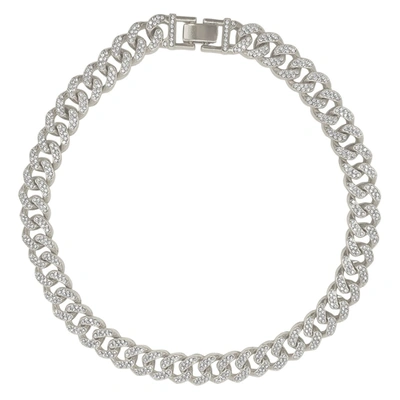 Adornia Silver-tone Plated Crystal Thick Cuban Curb Chain Necklace