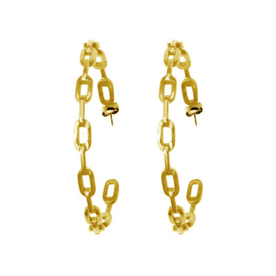 Adornia Link Hoop Earrings Gold In Yellow