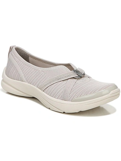 Bzees Lana Womens Metallic Comfy Slip-on Sneakers In White