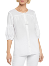 Nydj Liliana Womens Lace Inset Button Front Peasant Top In White