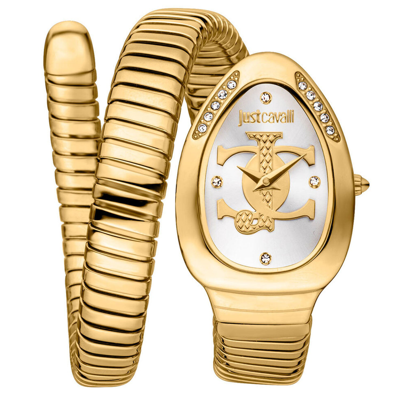 Just Cavalli Women's Snake Silver Dial Watch In Gold