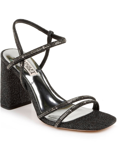 Badgley Mischka Rebekah   Womens Shimmer Strappy Block Heels In Black