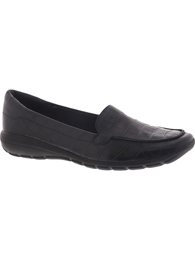 Easy Spirit Abide 8 Womens Leather Slip On Loafers In Black