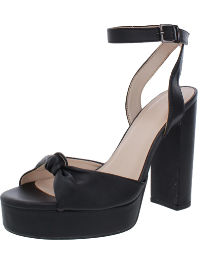 H Halston Venice Womens Vegan Leather Ankle Strap Platform Heels In Black