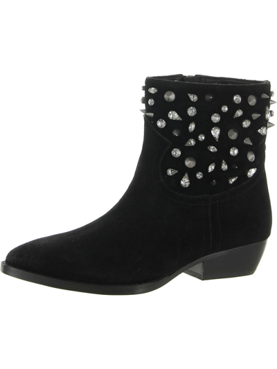 Sam Edelman Avril Womens Suede Studded Ankle Boots In Black
