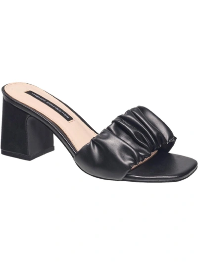 French Connection Challenge Womens Faux Leather Slide Dress Sandals In Black