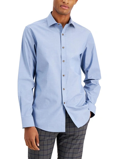Bar Iii Mens Organic Cotton Collared Button-down Shirt In Blue