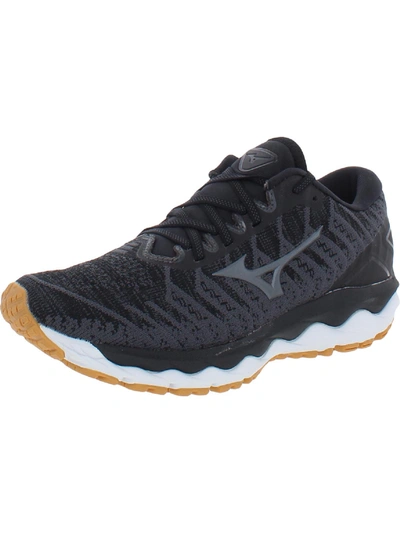 Mizuno Wave Sky 4 Waveknit D Womens Faux Leather Gym Casual And Fashion Sneakers In Black