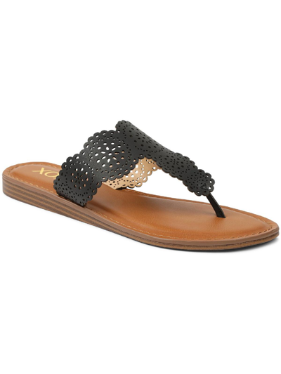 Xoxo Rally Womens Slip On Perforated Flip-flops In Black