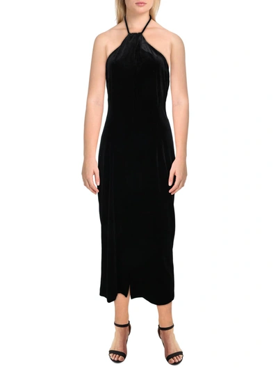 Bardot Alisa Womens Velvet Halter Midi Dress In Black