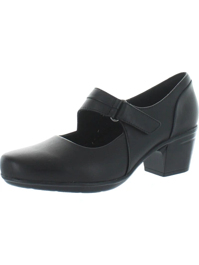 Clarks Emslie Lulin Womens Leather Block Heel Mary Jane Heels In Black
